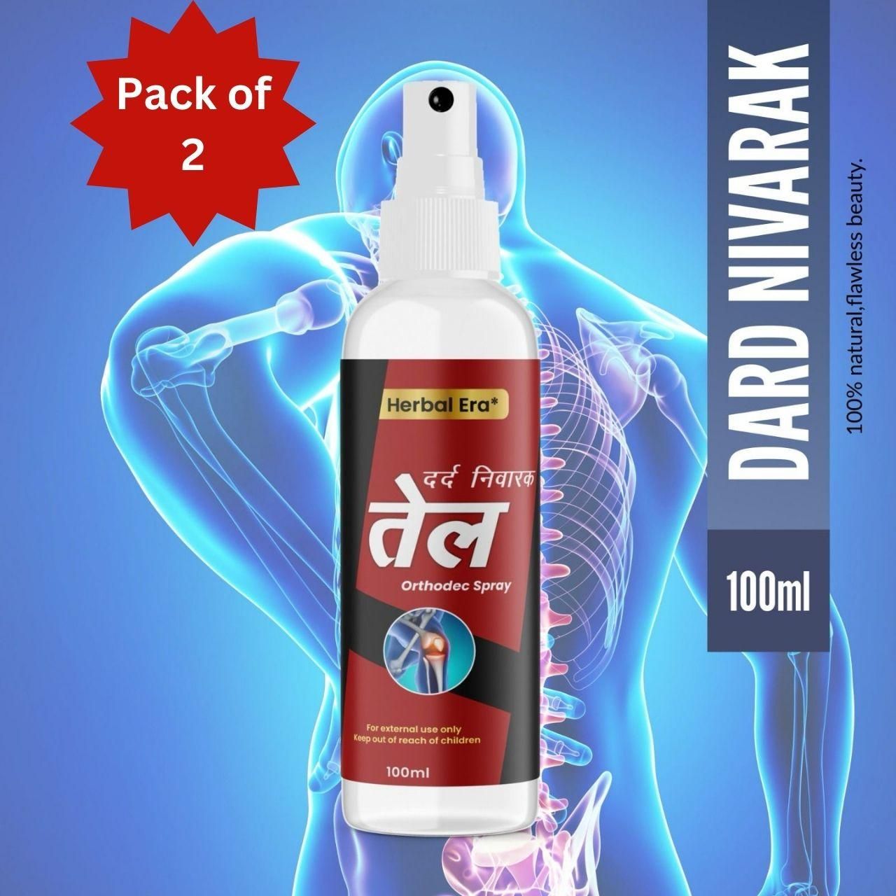 Herbal Era Dard Nivarak Spray Tel 100ml - Natural Pain Relief Formula (Pack of 2)